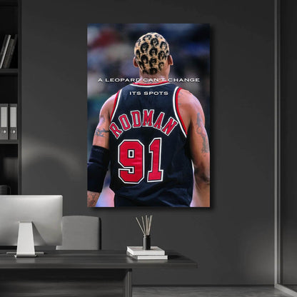 Give Everything Dennis Rodman Canvas, Motivational Quotes, Leopard Head Basketball Player Print, Great Player Of All The Time,