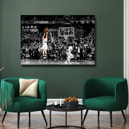 Stephen Curry Winning Shot Canvas or Poster - Iconic Golden State Warriors Fan Gift - Basketball Wall Art - Boys Dorm Decor - Office Decor