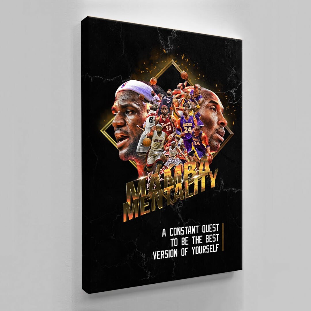 Mamba Mentality Kobe Bryant LeBron James - Basketball Room Office Wall Decor - Minimalist Print of the Best Player of All Time