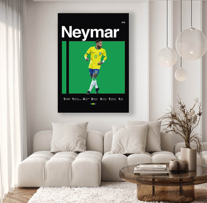 Neymar Poster, Brazil Football, World Cup Art, Soccer Poster, Minimalist, Mid-Century Modern, Office Wall Art, Bedroom Art, Gifts For Him