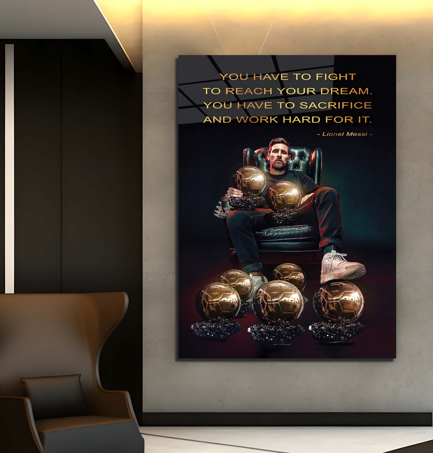 Fight To Reach Your Dreams LIONEL MESSI, Cups Poster, Argentina Football Legend, Miami, Soccer Gift, Sport Decor, Messi King Qoute Print