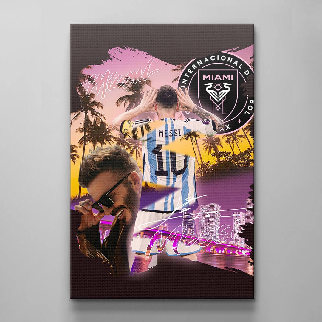 Lionel Messi - Inter Miami Poster - Canvas, Sports Framed Print, Soccer Poster, Decor, Man Cave Gift, Wall Decor, Wrap, Inter Miami CF, MLS