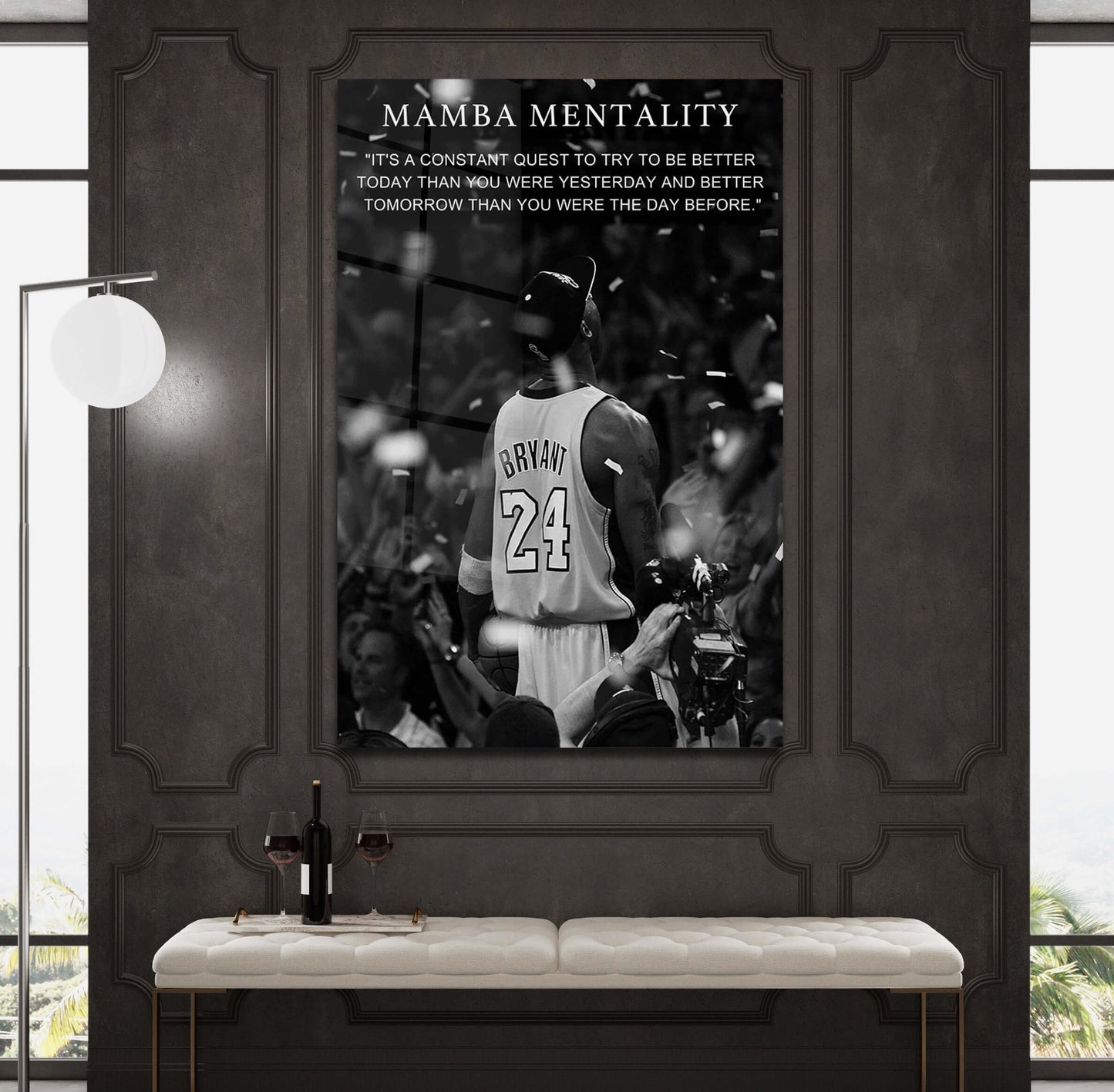 Mamba Mentality Kobes Framed Canvas Sport Quotes Inspirational Wall Art Motivational Kobe Posters Bryant Decor Living Room Artwork Men Gym