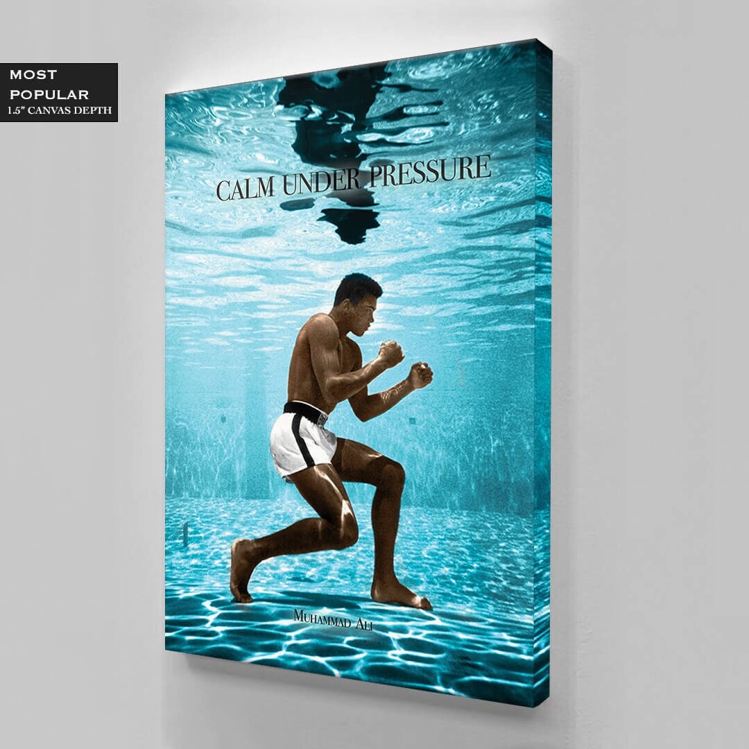 MUHAMMAD ALI Calm Under Pressure Motivational Art Boxing Quote Inspirational Wall Art Framed Canvas Poster Print Home/Office Champion Quote