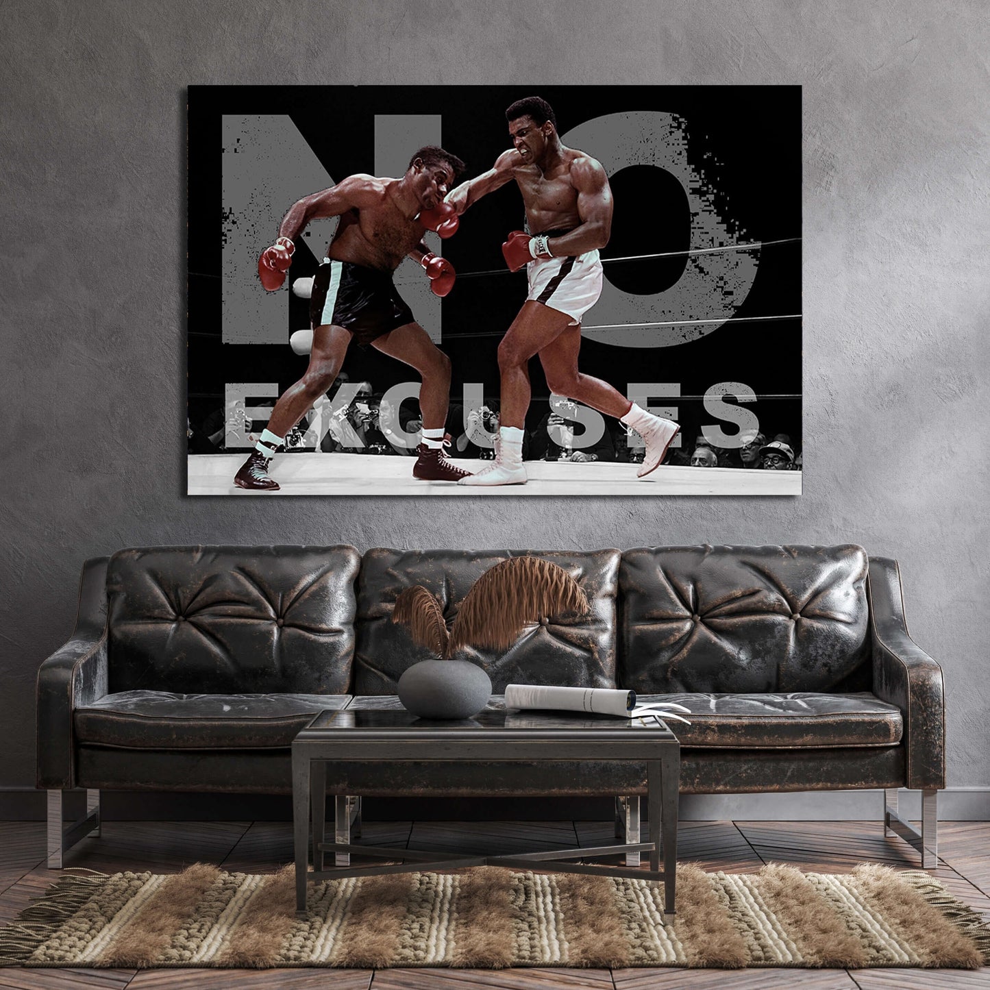 MUHAMMAD ALI - No Excuses Motivational Canvas Art Boxing Quote Inspirational Wall Art Framed Canvas Poster Print Home/Office Champion Quote