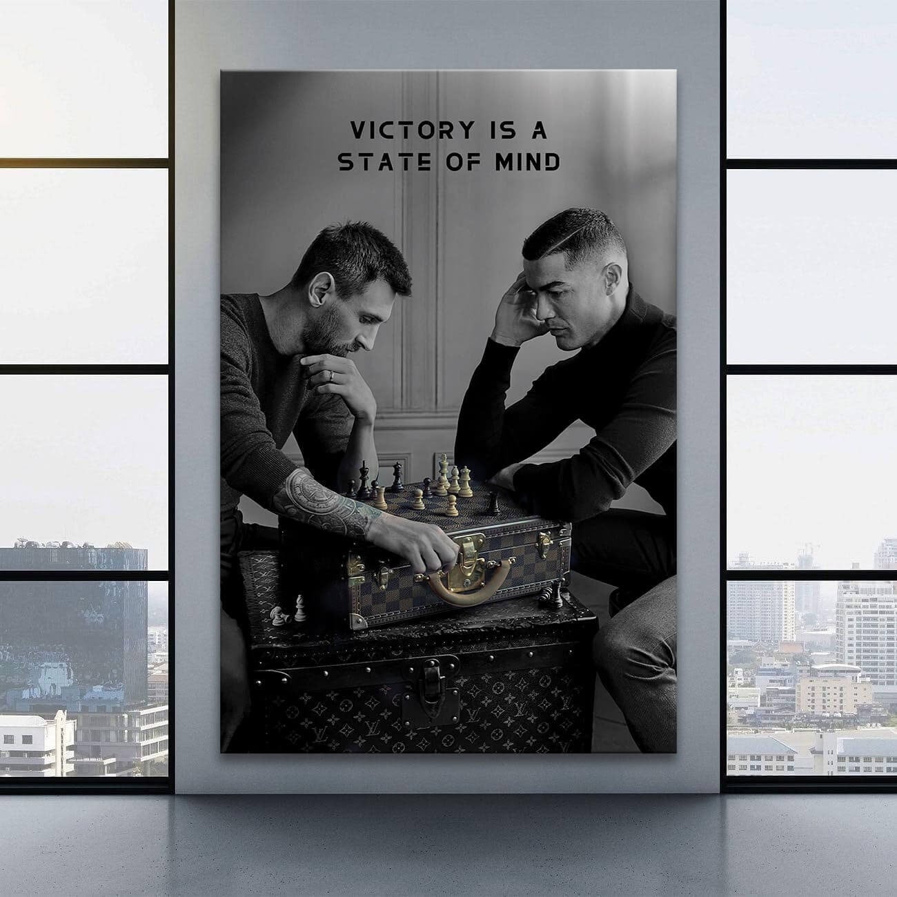 Messi & Ronaldo Chess Poster, Football Legends Canvas, Soccer Player Poster, Football Wall Art, Sport Home Decor, World Cup 2022 Iconic Art