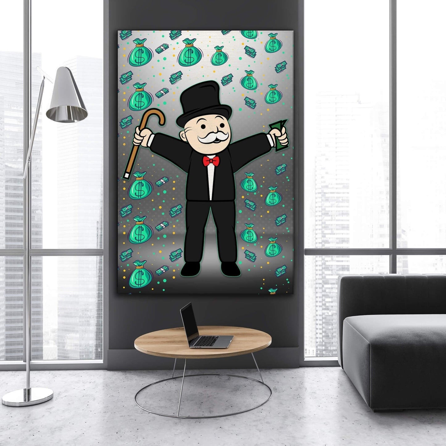 ALEC MONOPOLY Original Art Basel Canvas  Rich Uncle Dollar Poster Print  Monopoly Man Living Room Decor