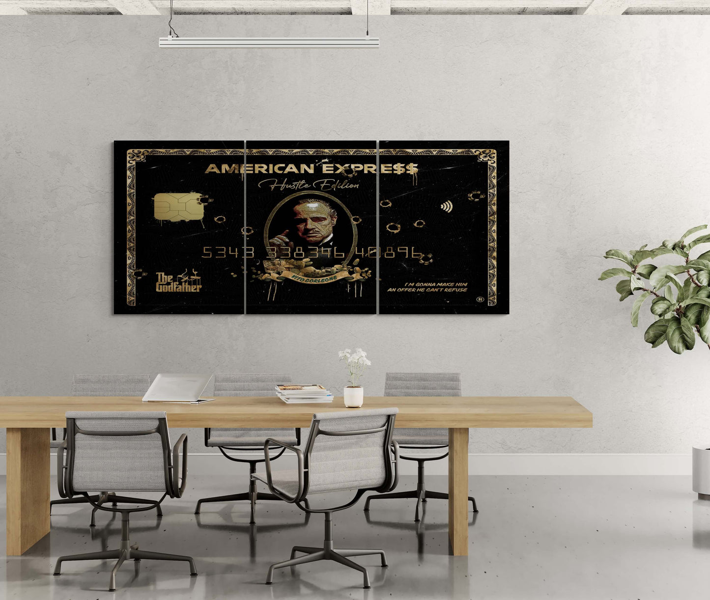Set of 3 Vito Corleone Wall Art, The Godfather Large  Canvas The Make An Offer Poster, American Express Gold Print