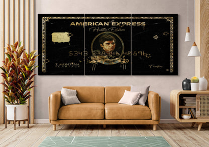 Set of 3 Tony Montana "Scarface" Canvas Prints - American Express Gold Amex Motivational Wall Art Poster, Iconic Movie Entrepreneur Decor for Home Office Gym Dorm Man Cave