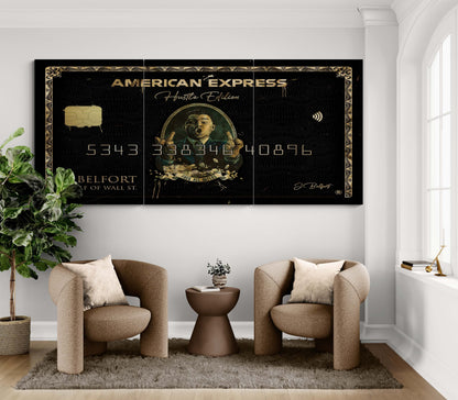 Set of 3 Leonardo DiCaprio "Wolf of Wall Street" Jordan Belfort Canvas Prints - American Express Gold Amex Motivational Wall Art Poster, Iconic Movie Entrepreneur Decor for Home Office Gym Dorm Man Cave