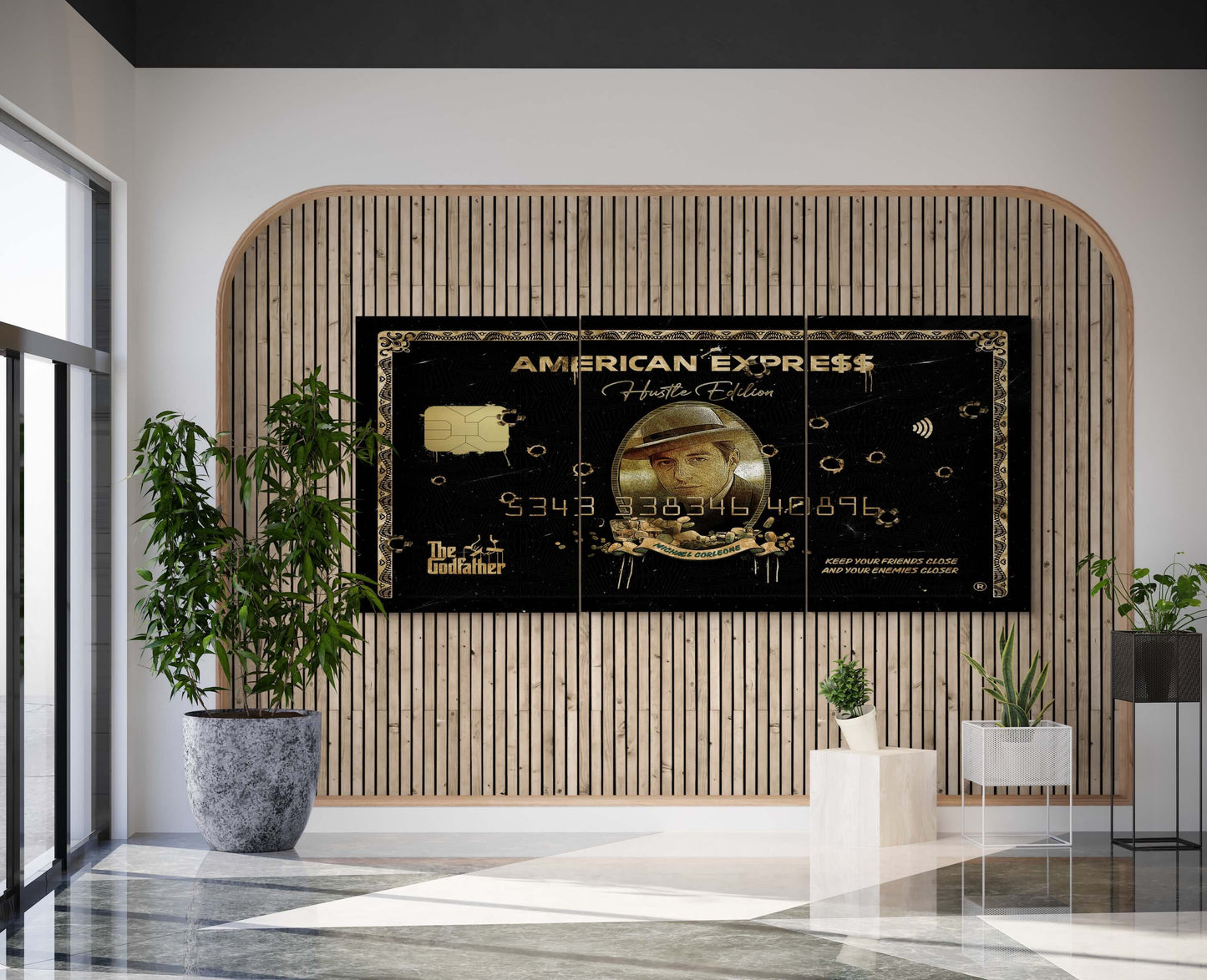 Set of 3 Michael Corleone Wall Art, The Godfather Large  Canvas The Gangster Poster, American Express Gold Print