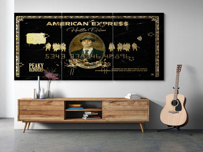 Set of 3 Peaky Blinders Wall Art, Thomas Shelby Large  Canvas The Gangster Poster, American Express Gold Print