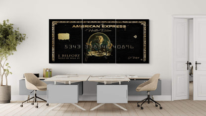 Set of 3 Leonardo DiCaprio "Wolf of Wall Street" Jordan Belfort Canvas Prints - American Express Gold Amex Motivational Wall Art Poster, Iconic Movie Entrepreneur Decor for Home Office Gym Dorm Man Cave