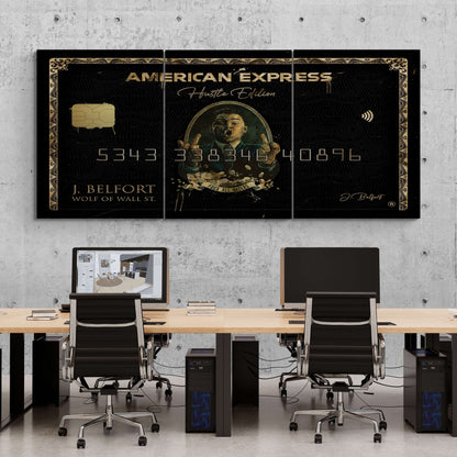 Set of 3 Leonardo DiCaprio "Wolf of Wall Street" Jordan Belfort Canvas Prints - American Express Gold Amex Motivational Wall Art Poster, Iconic Movie Entrepreneur Decor for Home Office Gym Dorm Man Cave