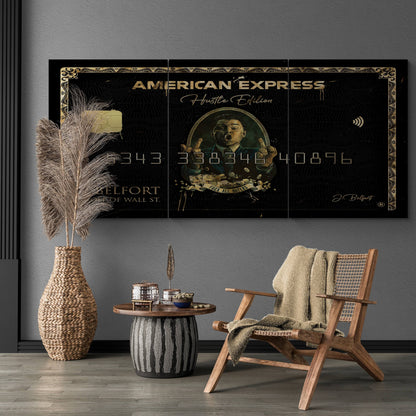 Set of 3 Leonardo DiCaprio "Wolf of Wall Street" Jordan Belfort Canvas Prints - American Express Gold Amex Motivational Wall Art Poster, Iconic Movie Entrepreneur Decor for Home Office Gym Dorm Man Cave