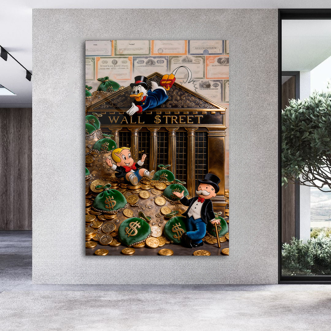 Monopoly Luxury Racing Acrylic Wall Art, Modern Money Art Print, Supercar Racing Artwork, High Gloss Acrylic Canvas, Office Wall Decor