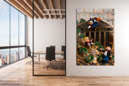 Alec Monopoly Gold Trading Bull Luxury Trading Wall Art, Modern Money Print Canvas, Office Wall Decor