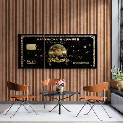 Set of 3 Michael Corleone Wall Art, The Godfather Large  Canvas The Gangster Poster, American Express Gold Print