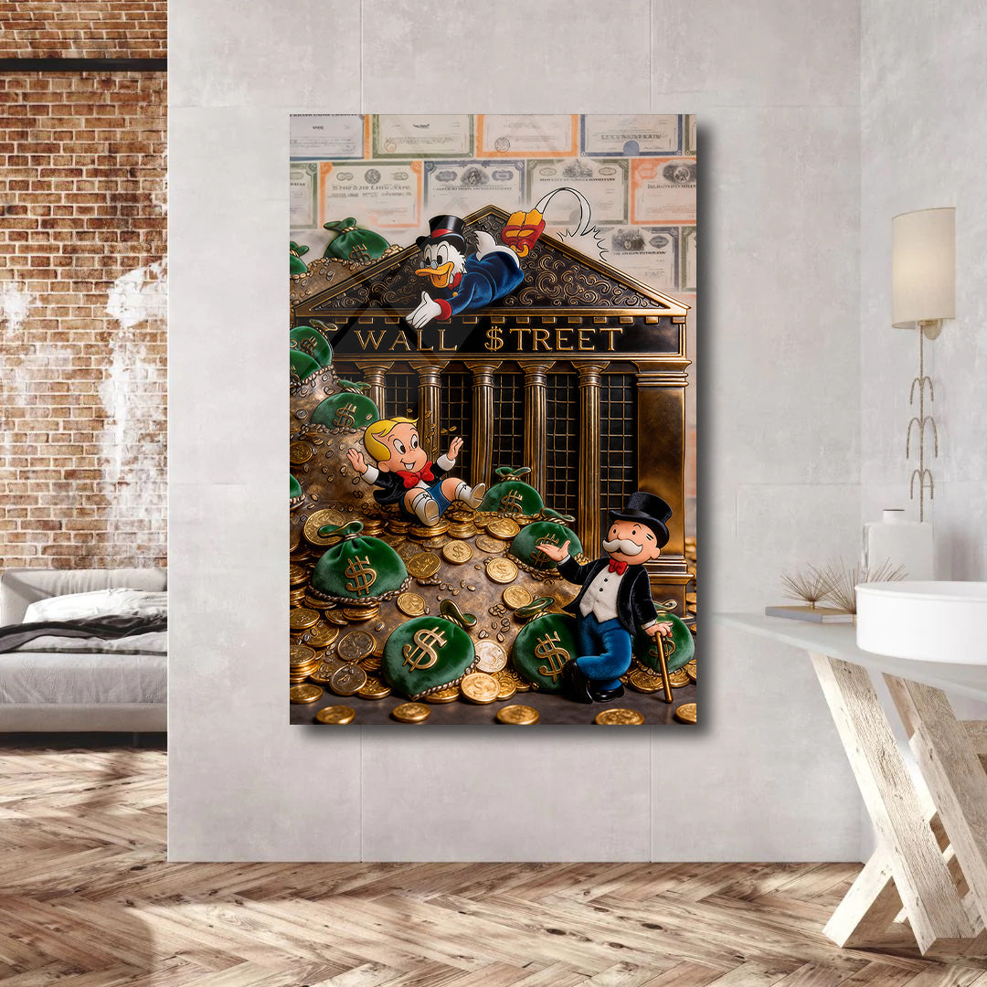 Monopoly Luxury Racing Acrylic Wall Art, Modern Money Art Print, Supercar Racing Artwork, High Gloss Acrylic Canvas, Office Wall Decor