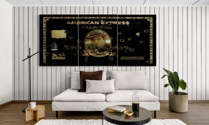 Set of 3 Michael Corleone Wall Art, The Godfather Large  Canvas The Gangster Poster, American Express Gold Print
