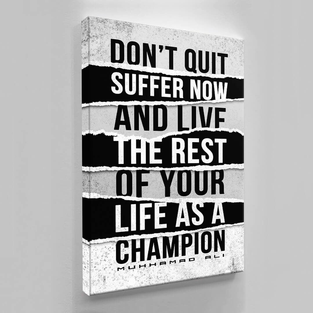 Motivational Canvas Art Muhammad Ali Don't Quit Boxing Quote Inspirational Wall Art Framed Canvas Poster Print Home Office Champion Quote