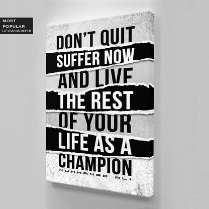 Motivational Canvas Art Muhammad Ali Don't Quit Boxing Quote Inspirational Wall Art Framed Canvas Poster Print Home Office Champion Quote