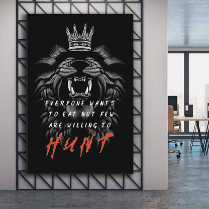 Lion Motivational Quote Canvas - Hunter Canvas - "Never Give Up" Motivational Quote for Home Office Wall Decor - The Lion King Head Art