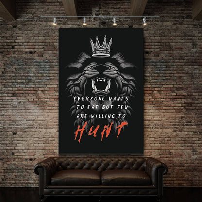 Lion Motivational Quote Canvas - Hunter Canvas - "Never Give Up" Motivational Quote for Home Office Wall Decor - The Lion King Head Art