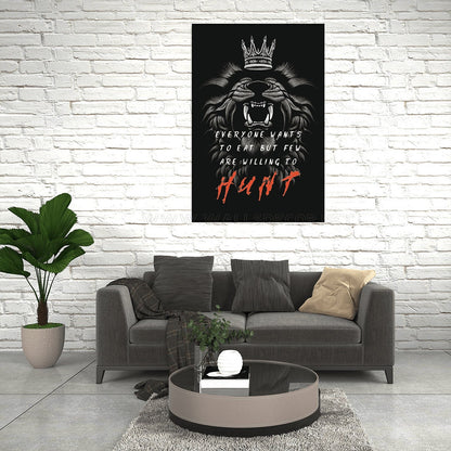 Lion Motivational Quote Canvas - Hunter Canvas - "Never Give Up" Motivational Quote for Home Office Wall Decor - The Lion King Head Art