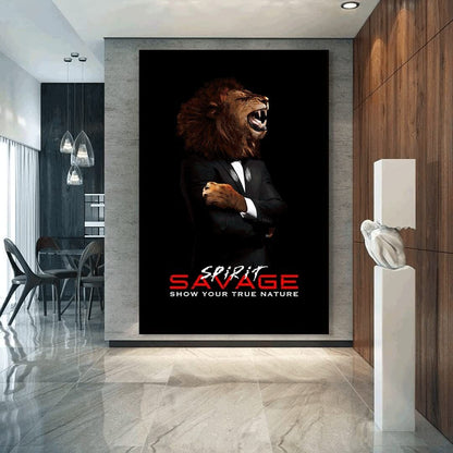 Lion Head Motivational Quote Art Posters and Prints on Canvas Savage Spirit Quote Art Lion Roaring Poster Decor Show Your True Nature