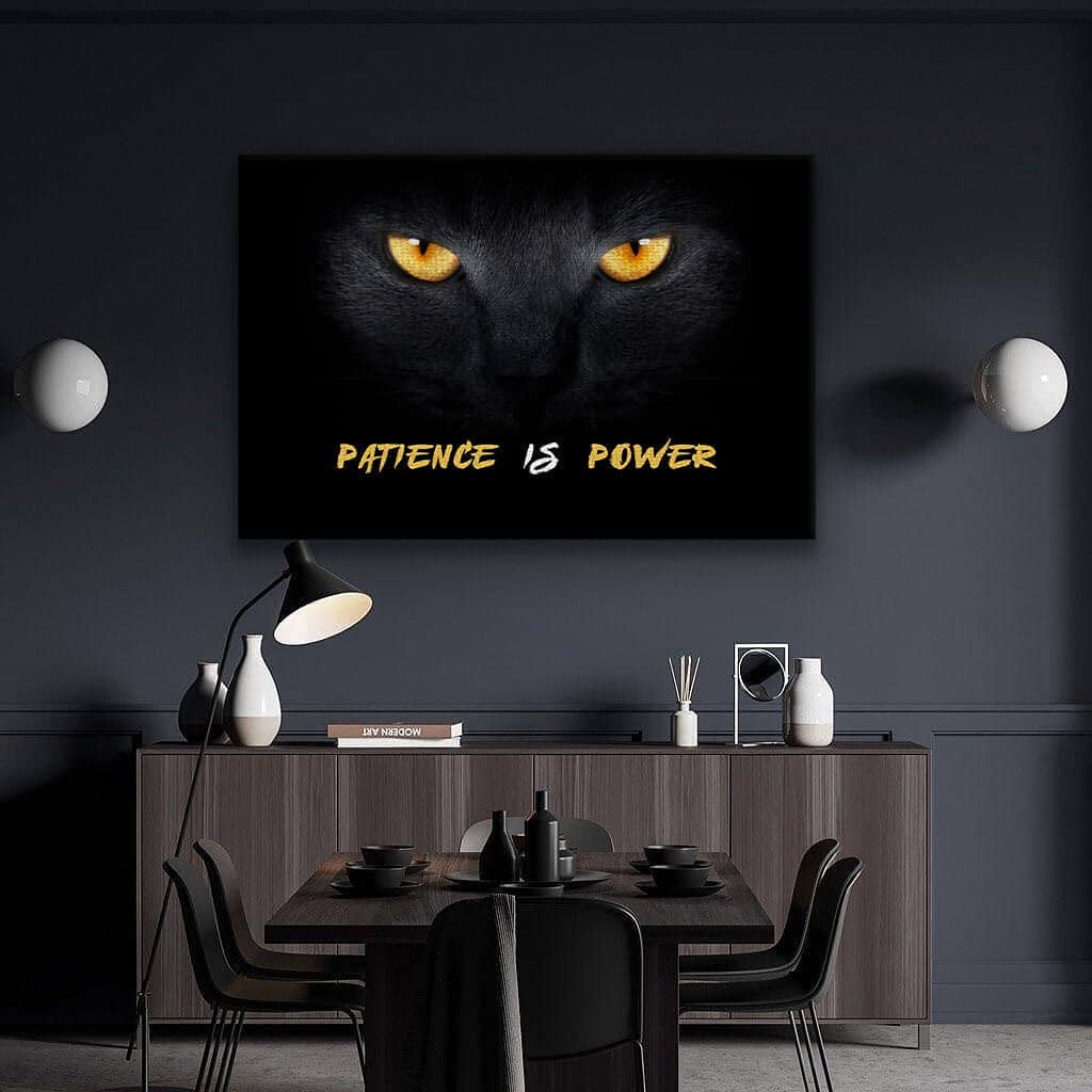 Cat Canvas Quote Motivational Art Never Give Up Hunter Design