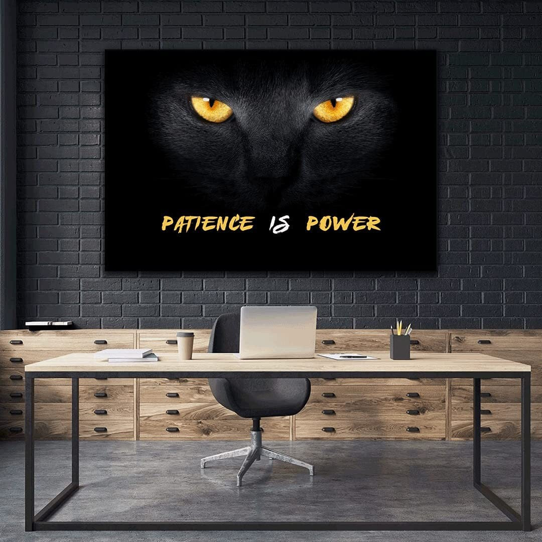 Cat Canvas Quote Motivational Art Never Give Up Hunter Design