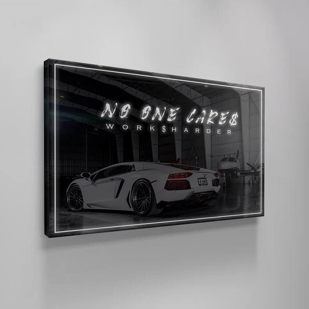 Lamborghini Motivational Wall Art Canvas Print Office Decor Inspirational Quote Hard Worker Gets the Plane Lambo Sport Car Poster