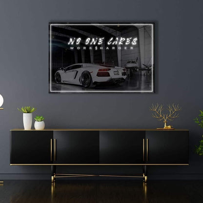 Lamborghini Motivational Wall Art Canvas Print Office Decor Inspirational Quote Hard Worker Gets the Plane Lambo Sport Car Poster