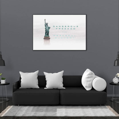 USA Canvas Quote Motivational Design Statue of Liberty Canvas Never Give Up