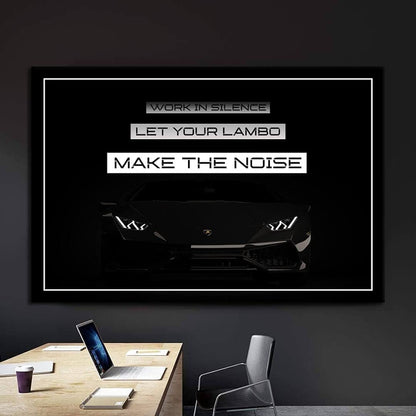 Lamborghini Motivational Wall Art Canvas Print Office Decor Entrepreneur Motivation Lambo Dreams Inspirational Wall Sign Sport Car Art