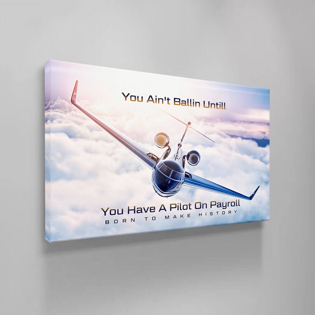 Private Jet Motivational Wall Art Canvas Print Office Decor Entrepreneur Inspirational Quote Pilot on Payroll Success Quote Business Poster