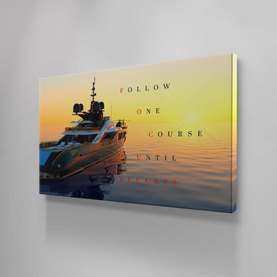 Luxury Yacht Motivational Wall Art Canvas Print Office Decor Entrepreneur Inspirational Quote Success Business Poster Sunset Ocean