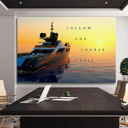 Luxury Yacht Motivational Wall Art Canvas Print Office Decor Entrepreneur Inspirational Quote Success Business Poster Sunset Ocean