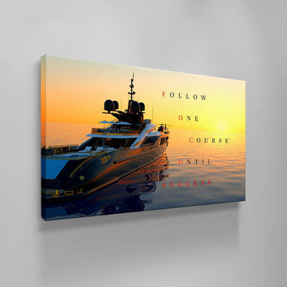 Luxury Yacht Motivational Wall Art Canvas Print Office Decor Entrepreneur Inspirational Quote Success Business Poster Sunset Ocean