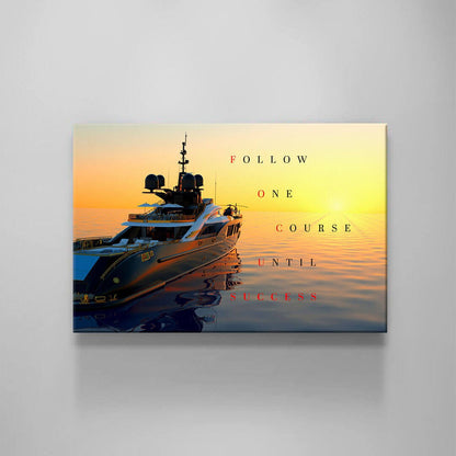 Luxury Yacht Motivational Wall Art Canvas Print Office Decor Entrepreneur Inspirational Quote Success Business Poster Sunset Ocean