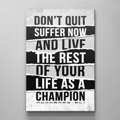 Motivational Canvas Art Muhammad Ali Don't Quit Boxing Quote Inspirational Wall Art Framed Canvas Poster Print Home Office Champion Quote