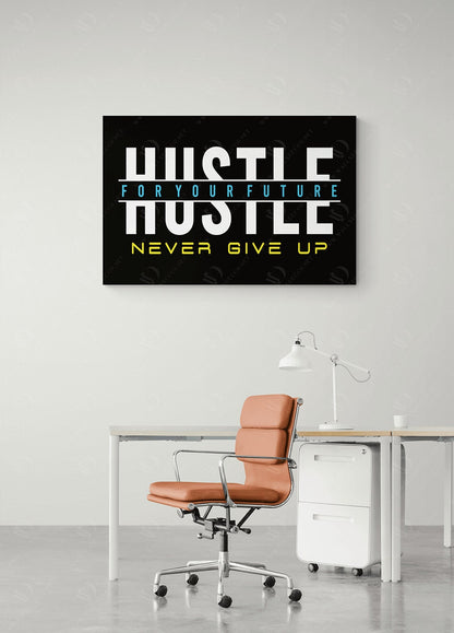 Hustle Humble Home Office Decor Work Hard Smart Motivational Entrepreneur Canvas Never Give Up Work Hard for Your Future Quote Canvas