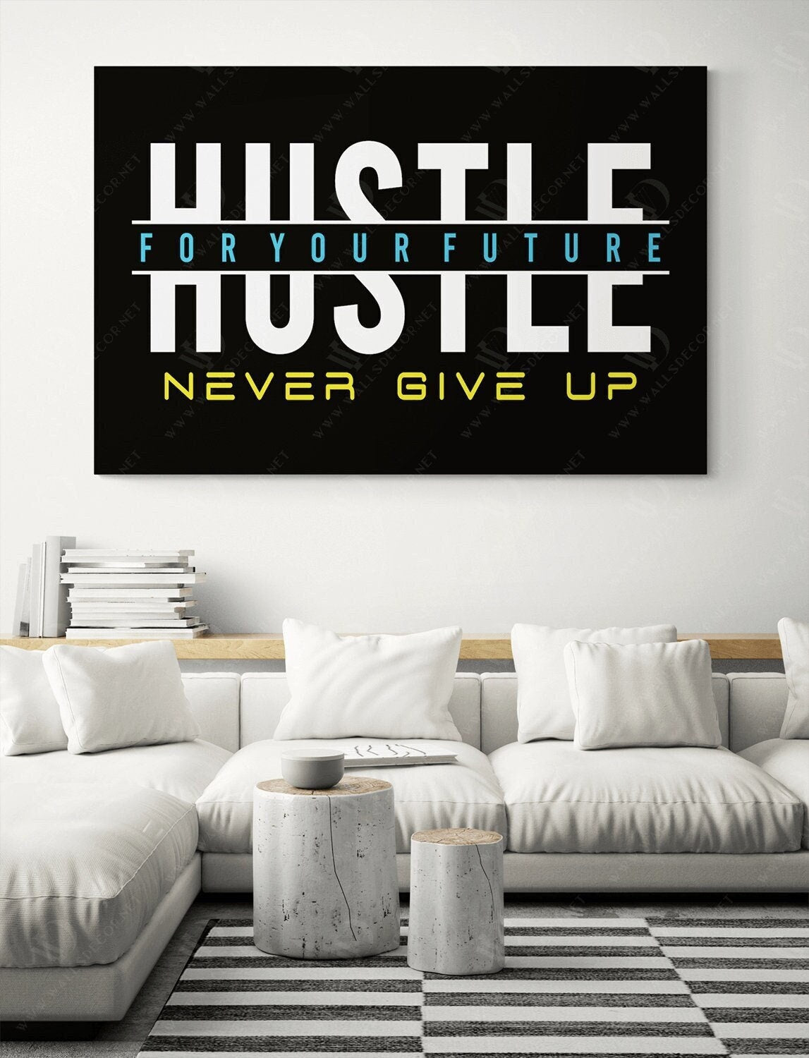 Hustle Humble Home Office Decor Work Hard Smart Motivational Entrepreneur Canvas Never Give Up Work Hard for Your Future Quote Canvas