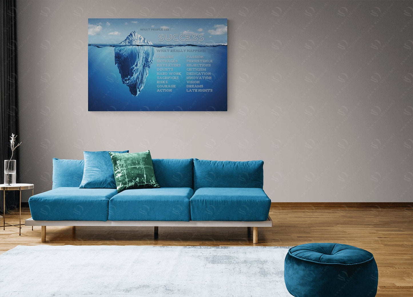 Motivational Success Canvas Wall Art Home Office Decor Print Iceberg