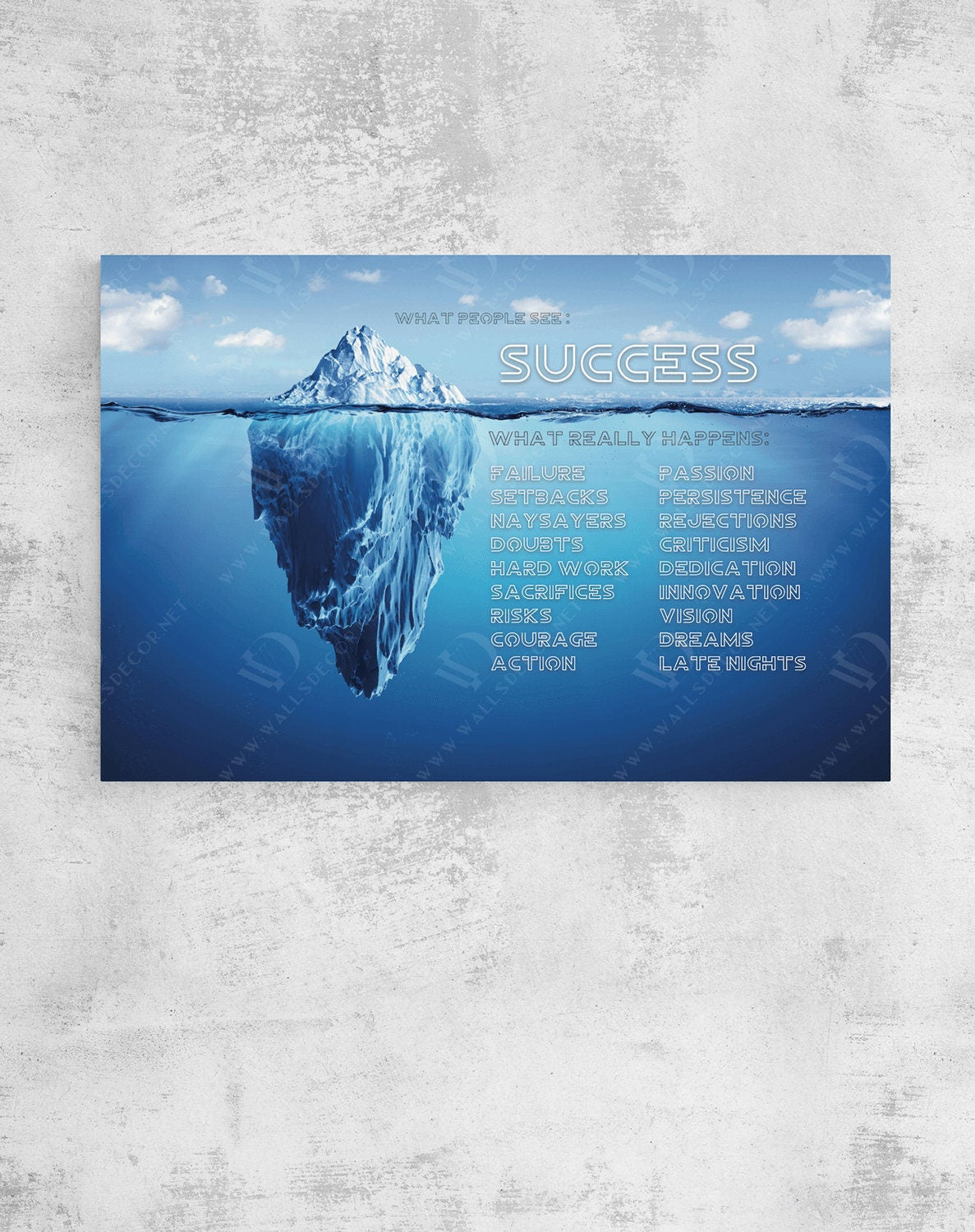 Motivational Success Canvas Wall Art Home Office Decor Print Iceberg