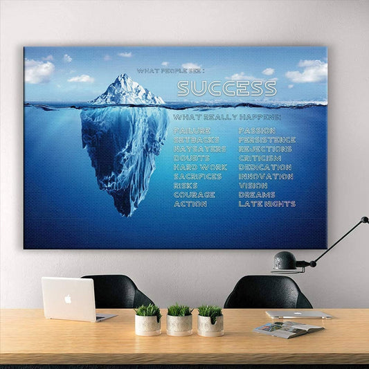 Motivational Success Canvas Wall Art Home Office Decor Print Iceberg