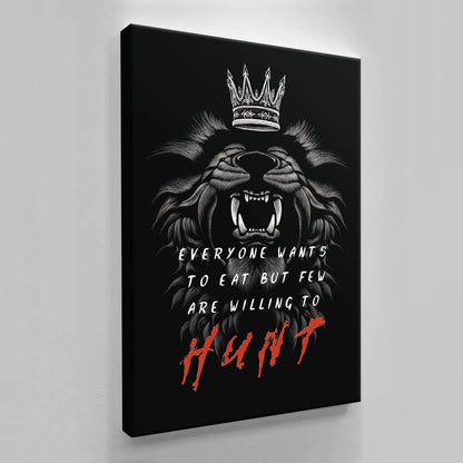 Lion Motivational Quote Canvas - Hunter Canvas - "Never Give Up" Motivational Quote for Home Office Wall Decor - The Lion King Head Art