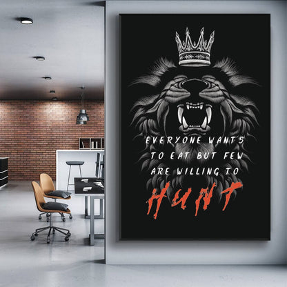 Lion Motivational Quote Canvas - Hunter Canvas - "Never Give Up" Motivational Quote for Home Office Wall Decor - The Lion King Head Art