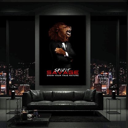 Lion Head Motivational Quote Art Posters and Prints on Canvas Savage Spirit Quote Art Lion Roaring Poster Decor Show Your True Nature